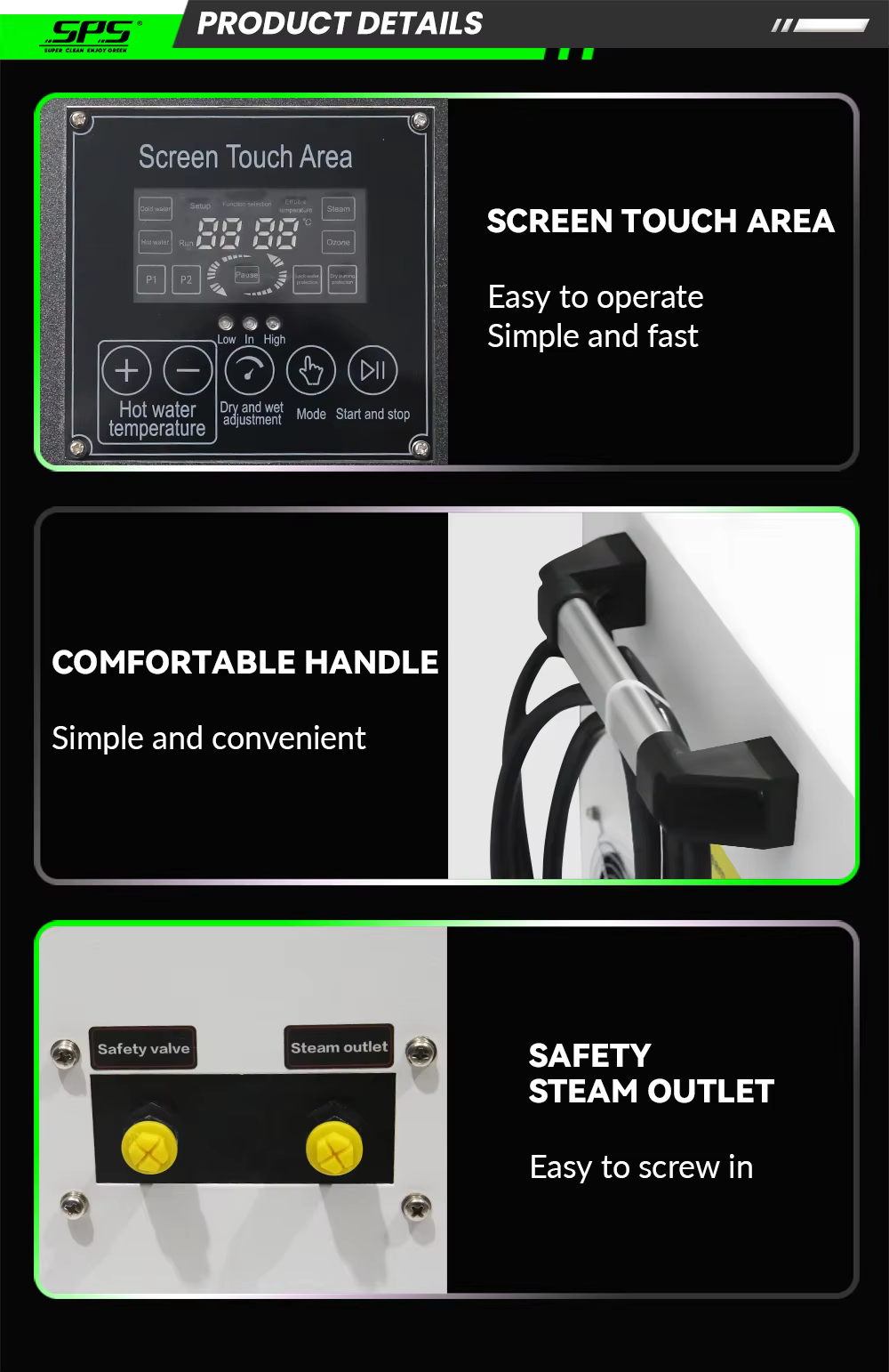 220V Electric High Temperature Steam Cleaning Machine Heavy Oil Washing Removal Hot Water Dry Wet Steam Car Wash Equipment details