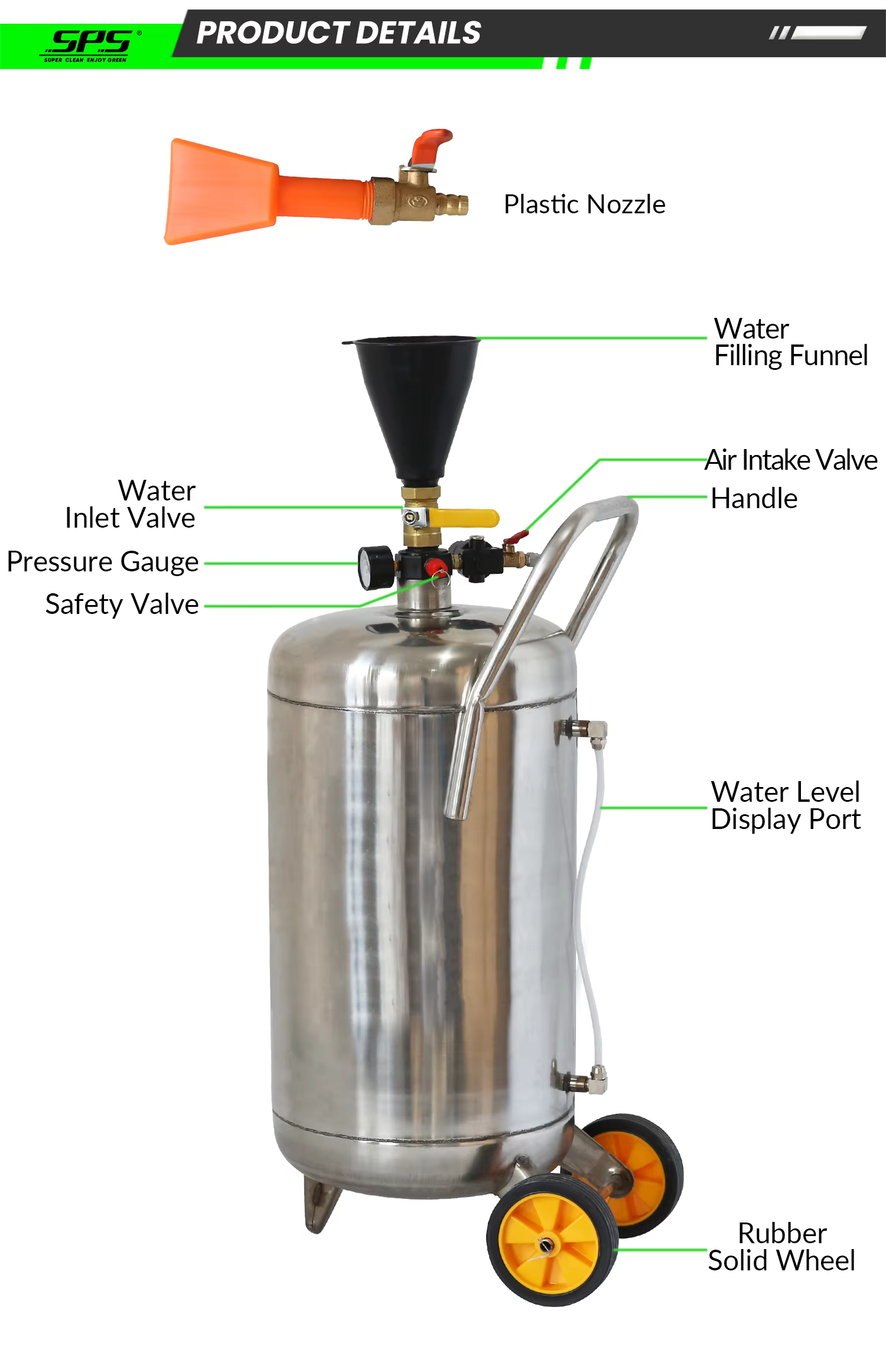 High Quality 40L Stainless Steel Wash Foam Machine Snow Bubble Bucket Car Care Spray Foaming Washer Machine supplier