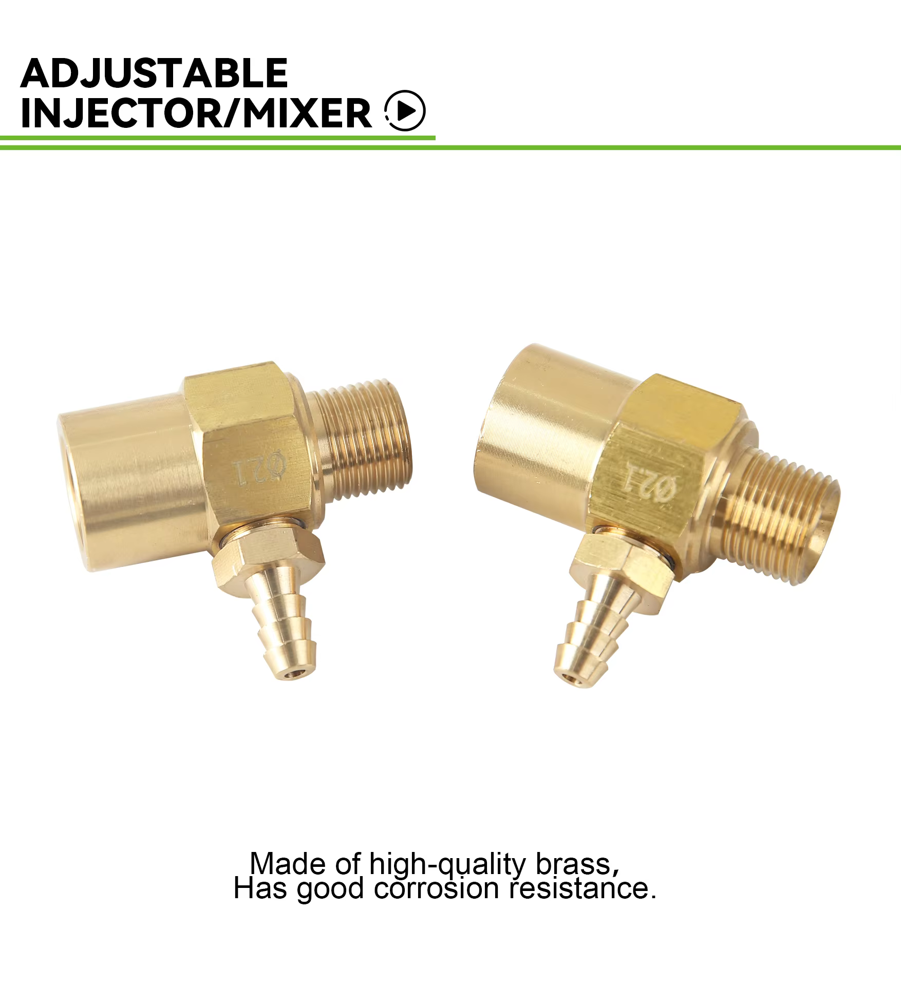 General Pump 3-5 Gpm Chemical Injector High Pressure Brass 3/8 Male for Pressure Washer Detergent Injector - 2.1mm Orifice details