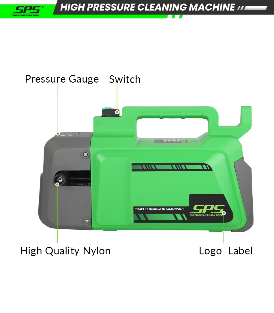 SPS Quality Portable Electric High Pressure Washer Pure Copper Induction Automatic  Motor 1800W Household Surface Cleaner 8L/Min 160Bar For Cleaning Cars Driveways Fences Pations Garden manufacture