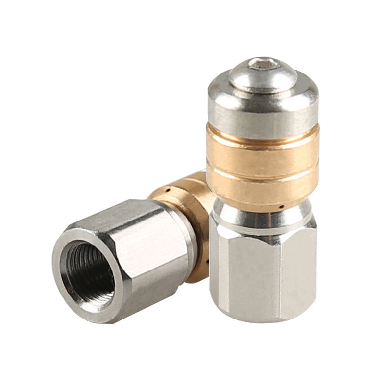 SPS 1/8 Inch Rotating Sewer Jetting Nozzle Stainless Steel Copper Inlay 3 Rear Jets Pipeline Dredging Pressure Wash