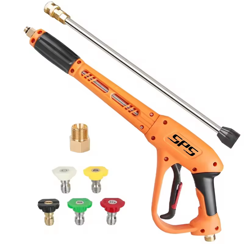 SPS 4000PSI 280BAR M22-14mm High Pressure Washer Gun Water Spray Gun With Extension Wands and 5 Color Nozzles Car Wash Spray Gun manufacture