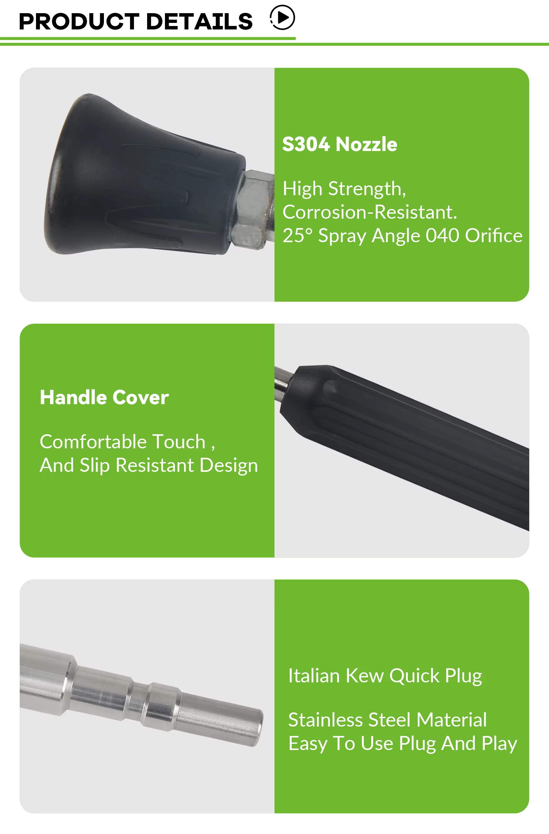 High Pressure Water Gun Extension Rod 25° Fan Shape Nozzle 120cm 1/4 Inch Kew Quick Plug Stainless Steel Lance for Car Washer supplier