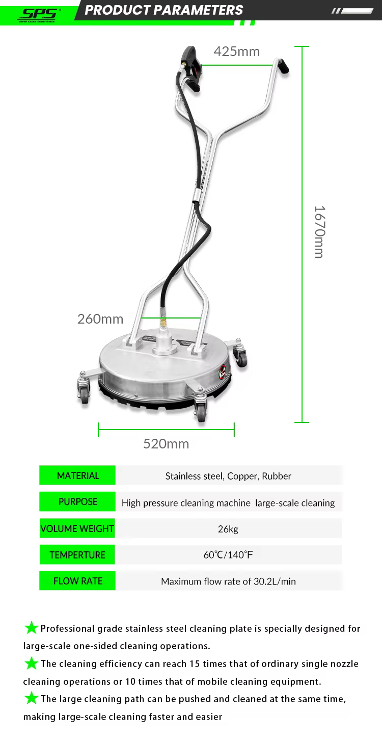 SPS 4000 PSI 22'' Inch Stainless Steel High Pressure Washer Surface Cleaner For Pressure Machine details