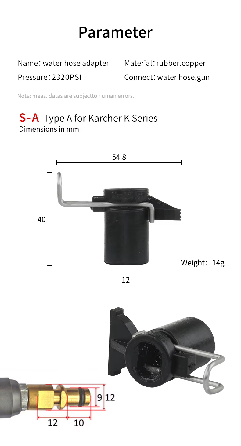 SPS High Pressure Washer Adapter Water Hose Fitting for Car Wash Water Gun Quick Connector factory