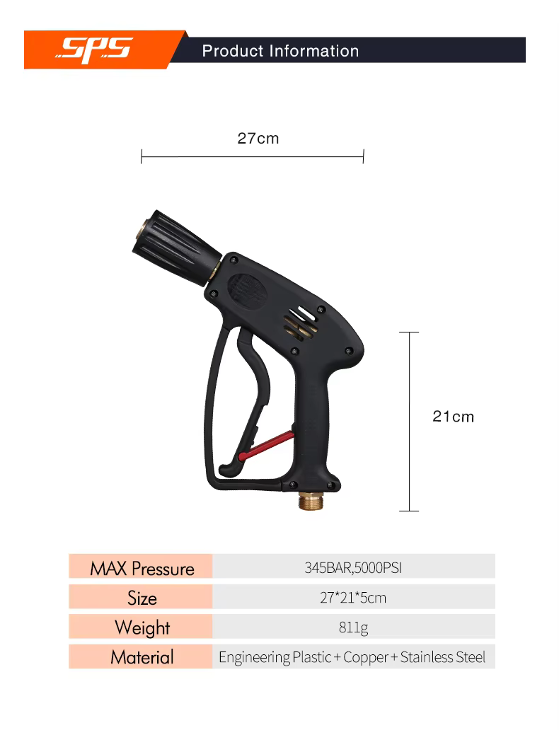 SPS 5000PSI High Pressure Car Washer Gun Car Wash Water Gun Pressure Washer Spray Gun details