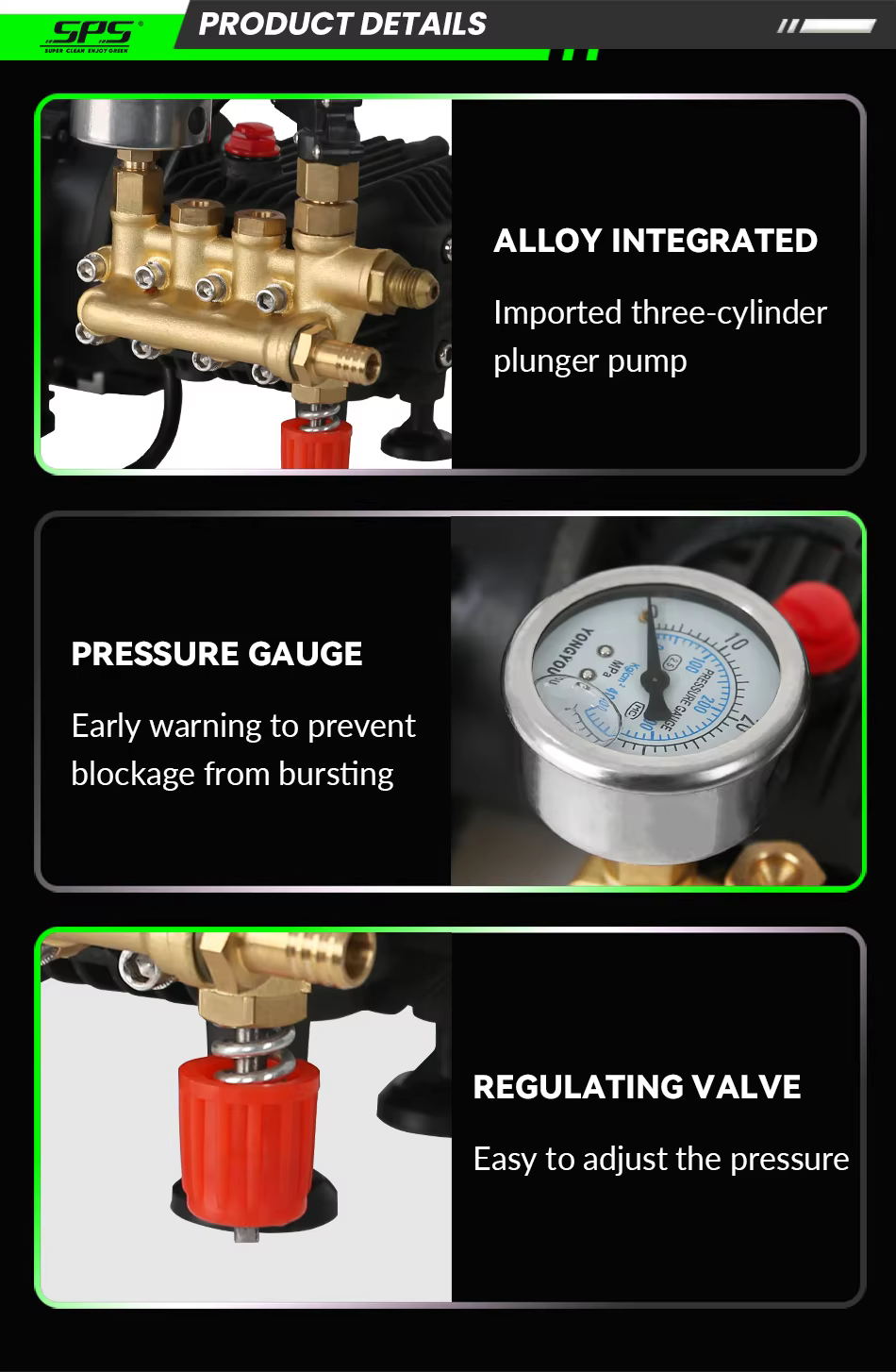 Hot Selling 220V Brass Valve Portable Car Washer Pump Electric High Power Pressure Washer Commercial Car Cleaning Machine details