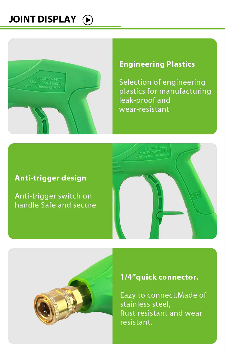 Pressure Washer Short Gun 3000PSI 210Bar Power Washer Trigger Gun With Locking Handle Car Wash Gun factory