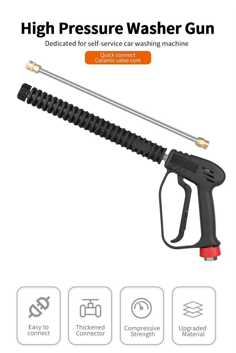 SPS 4000 PSI 280 BAR 100CM Long High Pressure Washer Gun Pressure Trigger Gun Solid Brass Car Wash Spray Gun for Car Washing supplier