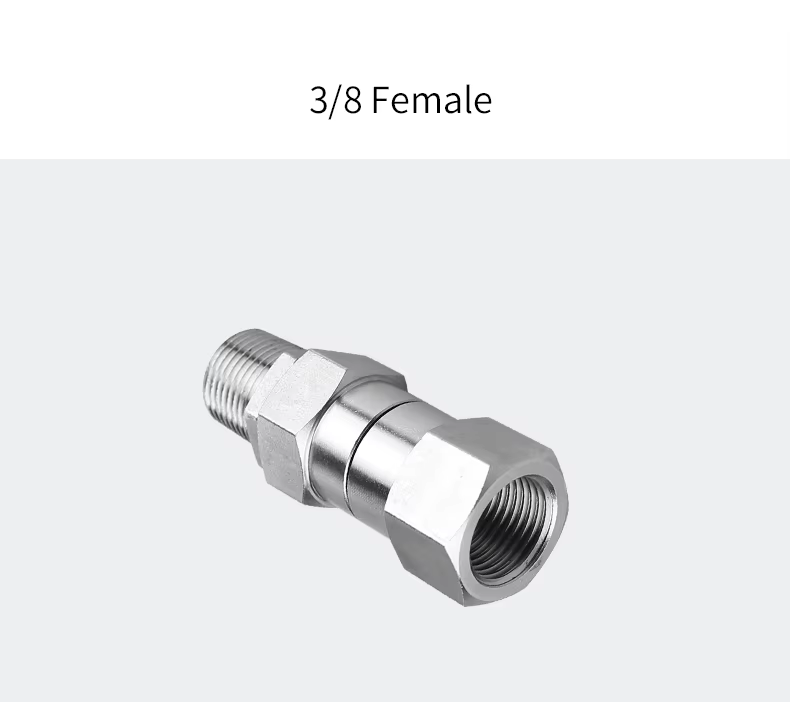 SPS Anti-winding Stainless Steel 3/8 Female to 3/8 Male High Pressure Washer Fitting supplier