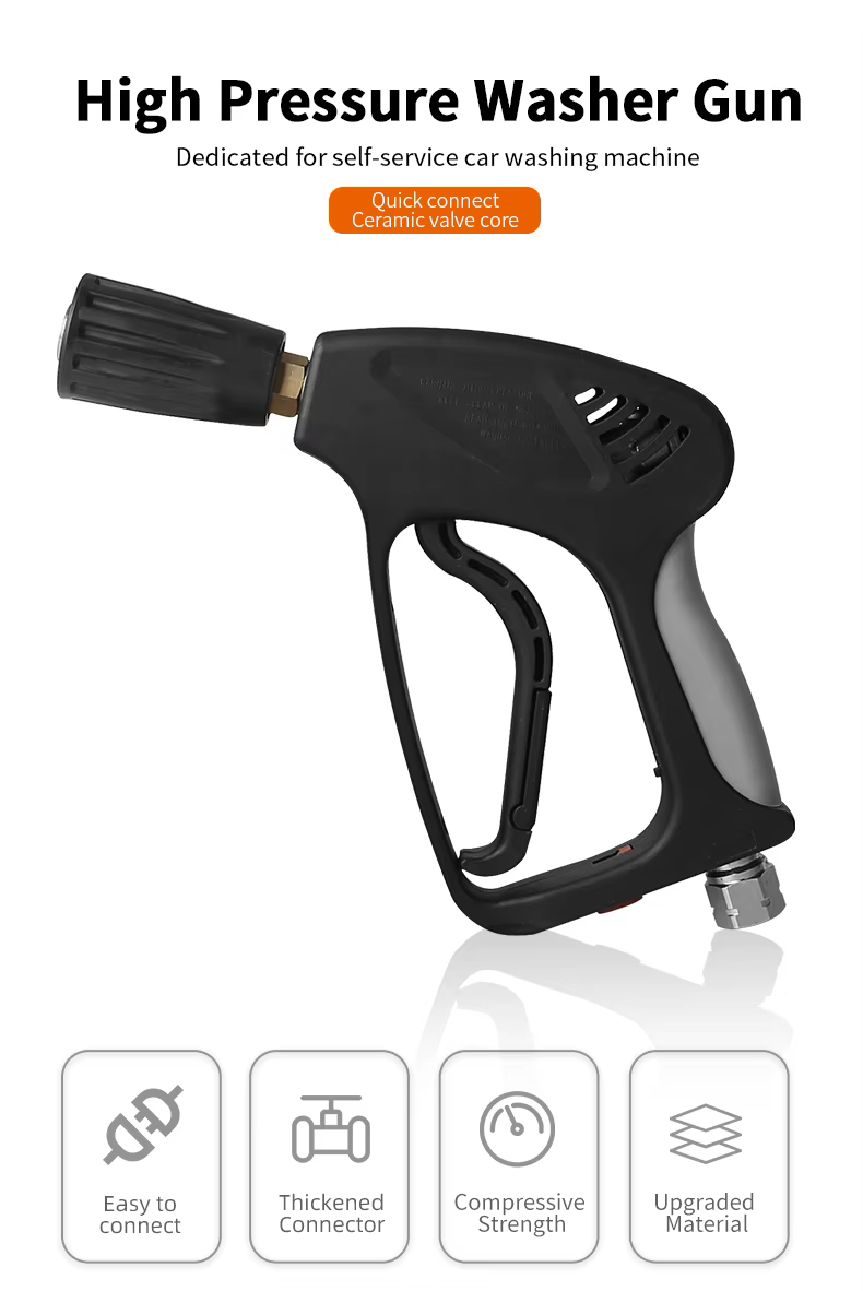 SPS 5000 PSI 350 BAR High Pressure Washer Gun Kew Adapter Quick Release Fitting Car Wash Spray Gun Commercial Pressure Short Gun manufacture
