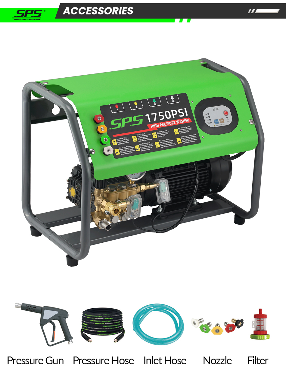 SPS 2500W High Pressure Washer 1750PSI 120Bar Automatic Car Washing Cleaning Machine Wall Mounted Surface Cleaner factory