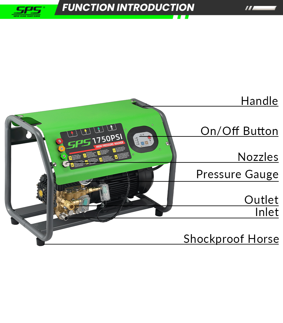 SPS 2500W High Pressure Washer 1750PSI 120Bar Automatic Car Washing Cleaning Machine Wall Mounted Surface Cleaner supplier