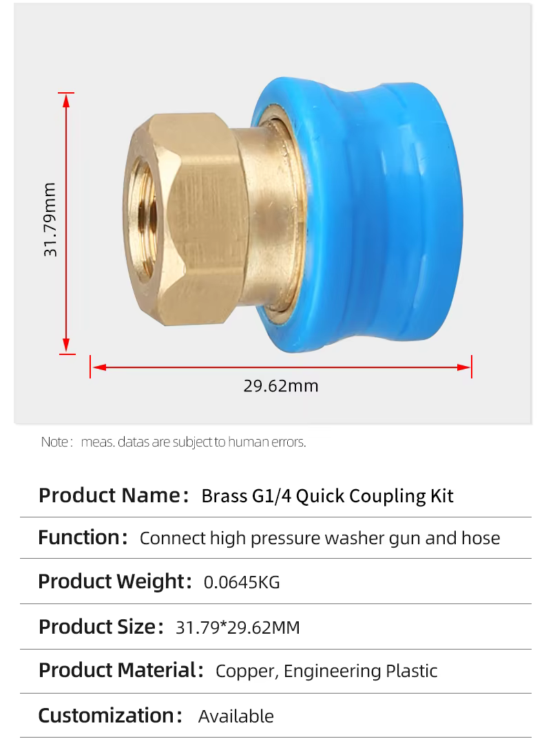 SPS Brass G1/4 Quick Coupling Kit Blue Sheath Quick Connector Pressure Washer Quick Connect Fittings  factory