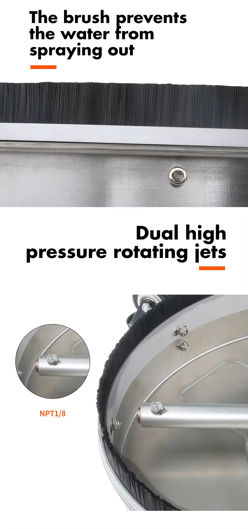 16.5 Inch Washer Surface Cleaner Stainless Steel Pressure Washer Chassis Rotary Flat Surface Cleaner details
