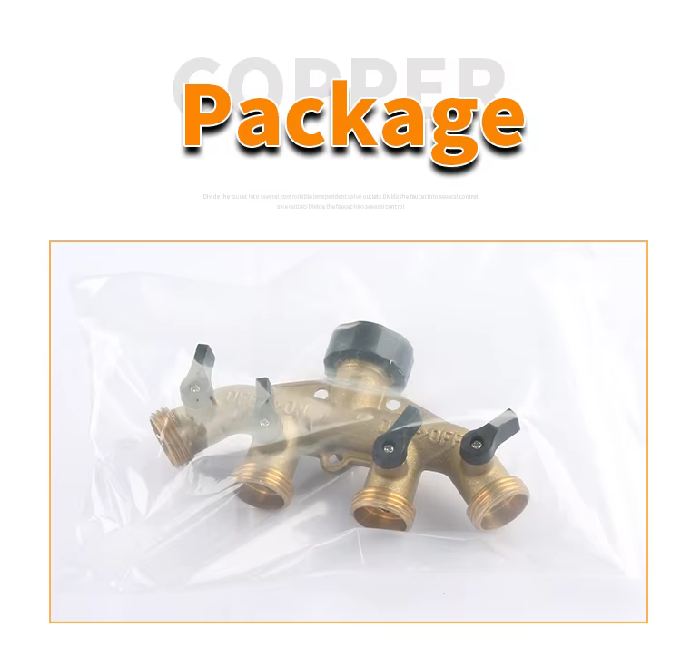 SPS 3/4" Water Hose 4 Ways Splitter Brass Hose Valve Faucet Connector details