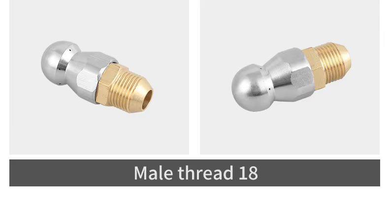 SPS Stainless Steel High Pressure Fixed Sewer Jetter Nozzle Button Nose Rotating Sewer Jetting Nozzle factory