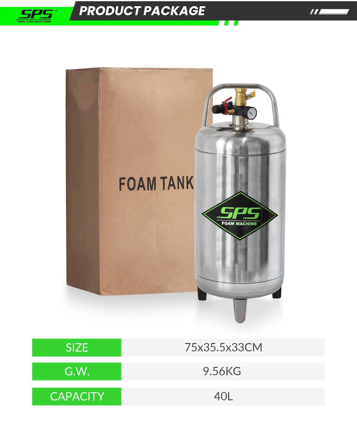 High Quality 40L Stainless Steel Wash Foam Machine Snow Bubble Bucket Car Care Spray Foaming Washer Machine factory