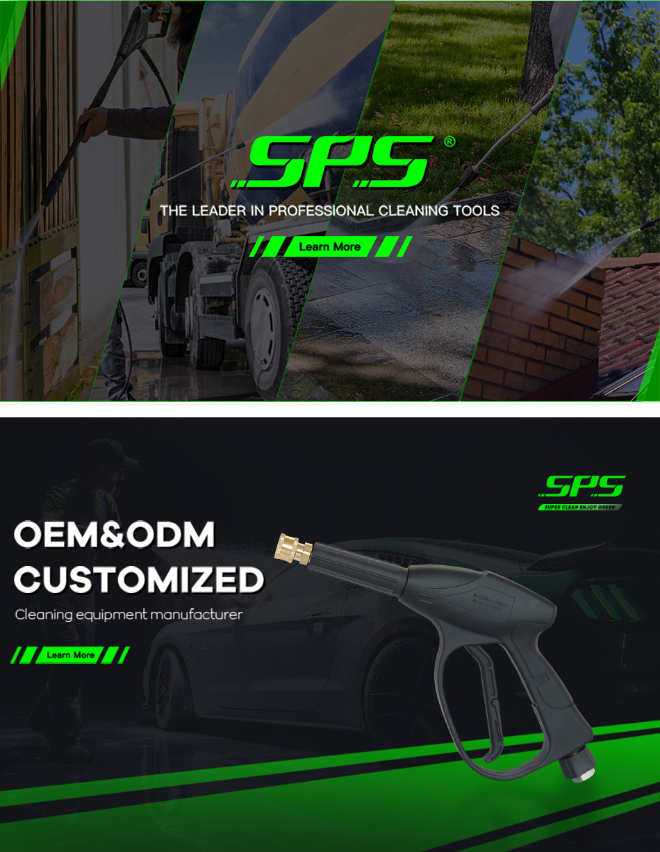 SPS 3190PSI Stainless Steel High Pressure Spraying Gun With Copper Valve High Pressure Washing Gun With anti-tangle Gun Tail For Car Washing OEM ODM supplier
