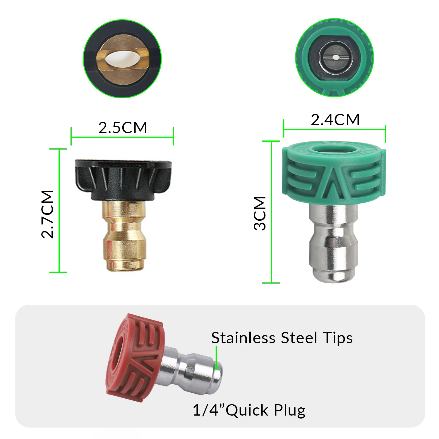 SPS 1/4" Quick Connect 5 Color SS High Quality Nozzle with 8-Shaped Flow Guide Ring  Stainless Steel High Pressure Washer Nozzle Car Wash Tips Wholesale Chinese Supplier OEM & Custom Available  details