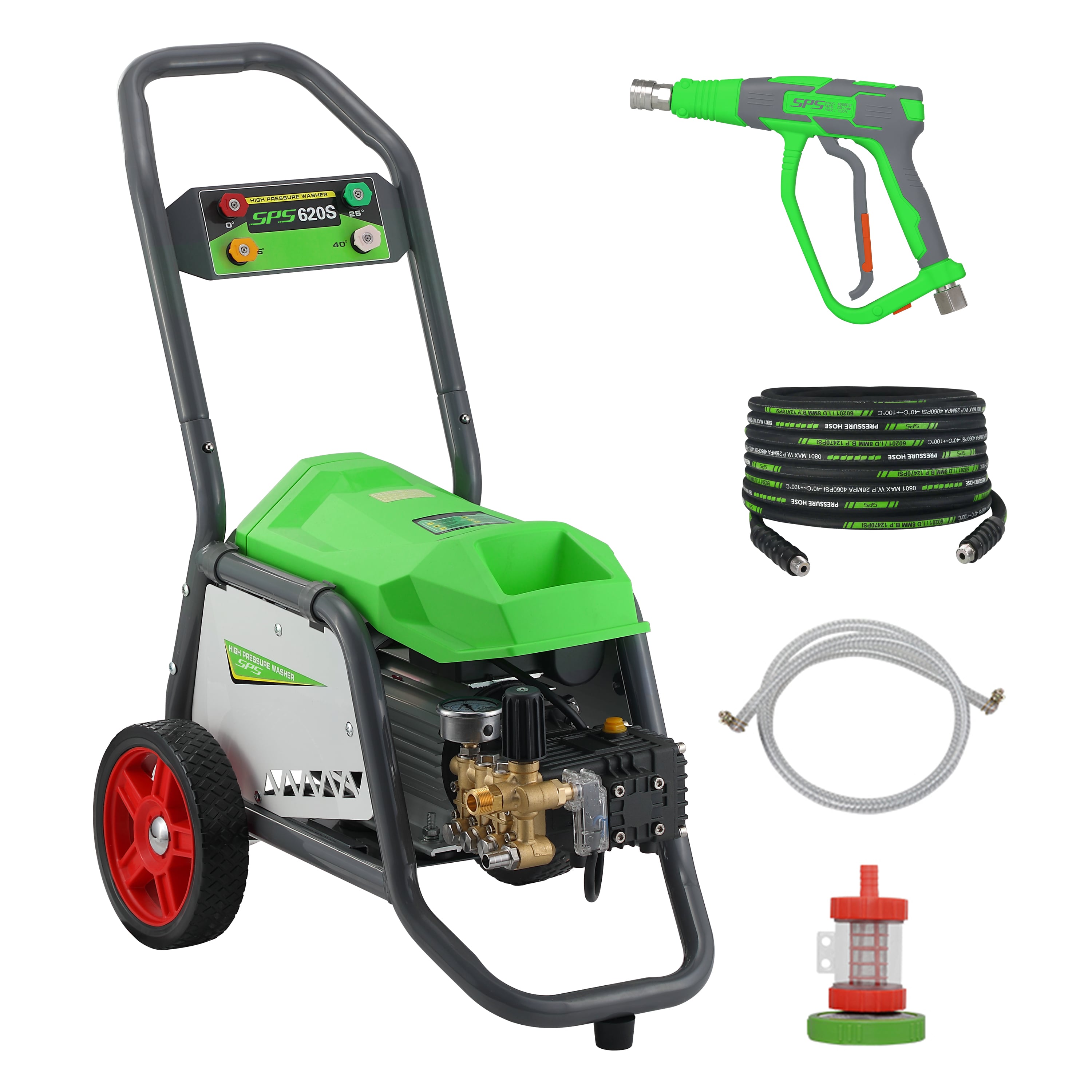 SPS Hot Sales 1450PSI 100Bar Electric High Pressure Car Water Cleaning Washer Trolley Type Portable Automatic Car Washing Equipment Pressure Car Washing Machine