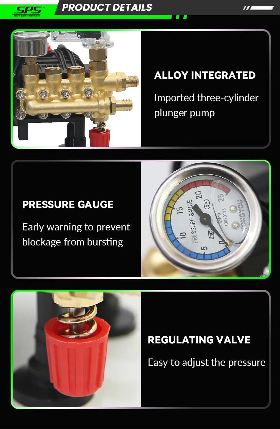Factory Direct Sale 2000W Portable Automatic Induction Motor Car Wash Water Pump Electric High Pressure Washer details