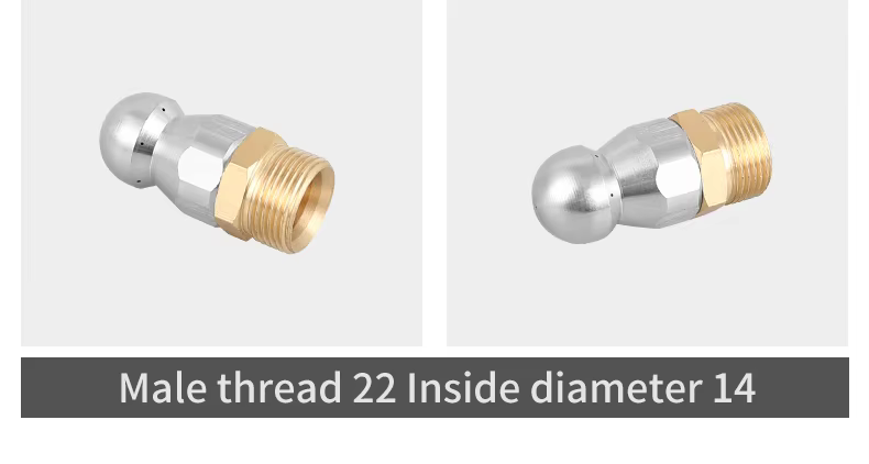 SPS Stainless Steel High Pressure Fixed Sewer Jetter Nozzle Button Nose Rotating Sewer Jetting Nozzle factory