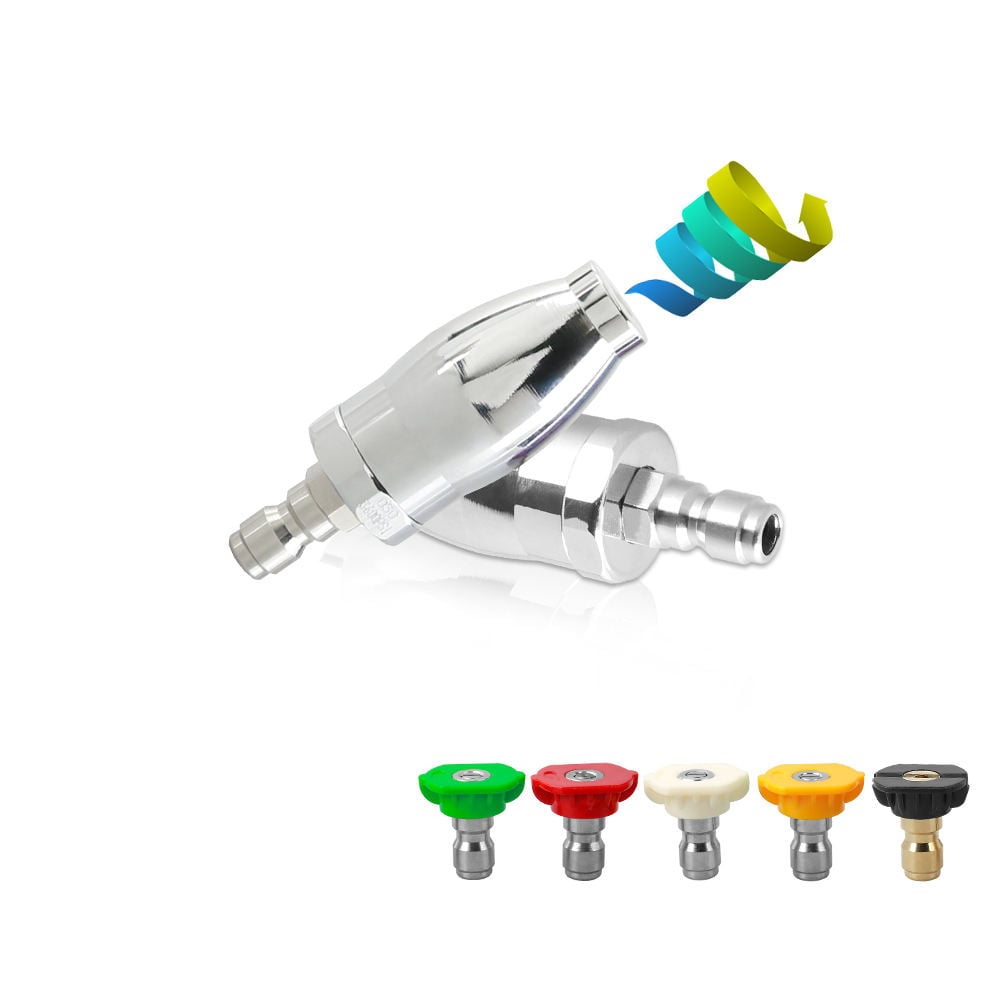 SPS 3600 PSI 5 Color Nozzle Tips 360 Degrees Wear-resistant High Pressure Water Spray Rotating Plating Turbo Nozzles
