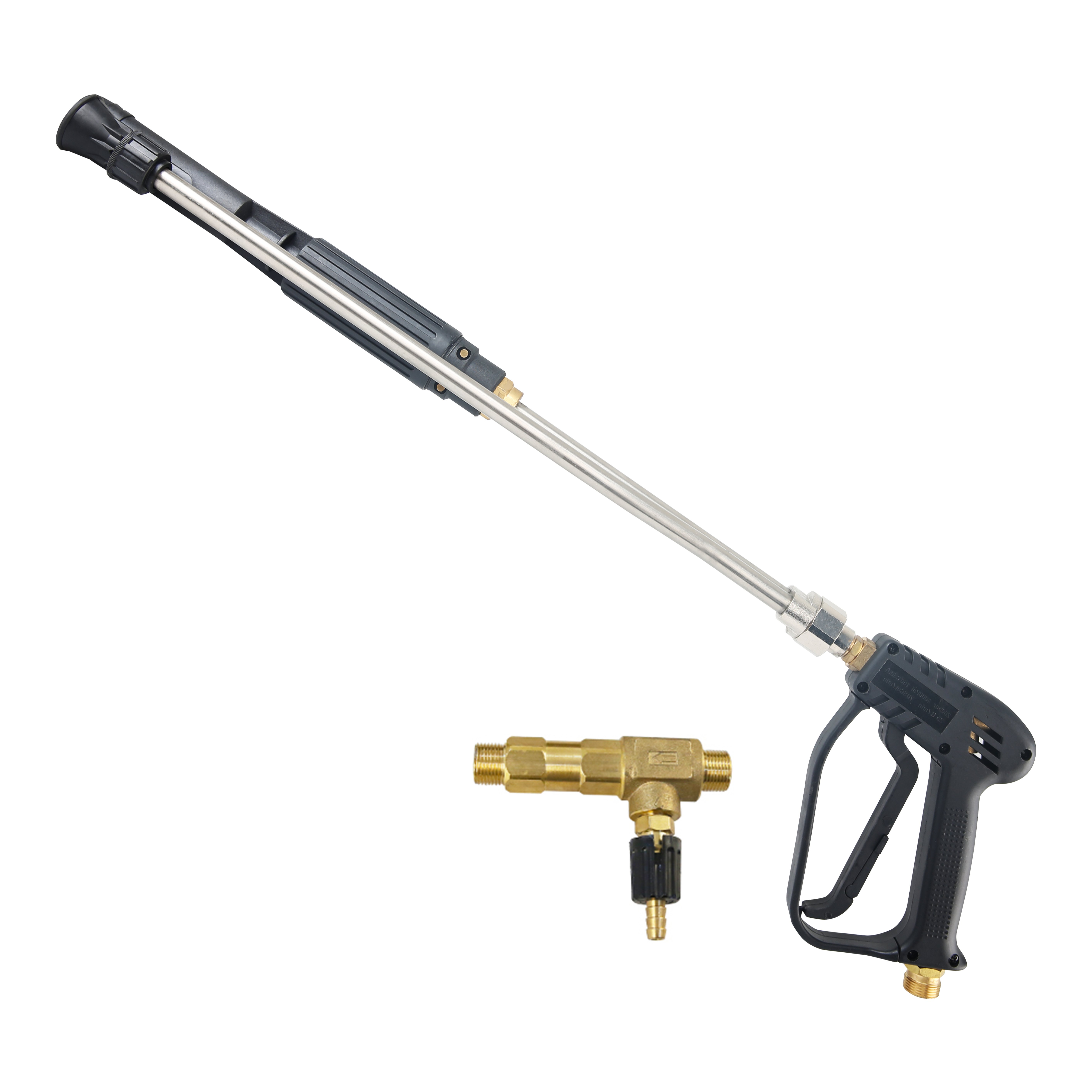 4000PSI Self-Service Car Wash Chemicals Injetor Valve High Pressure Foam Spray Gun Dual SS Pipe Lance Water Cleaning Spray Lance Pressure Washer Water Gun