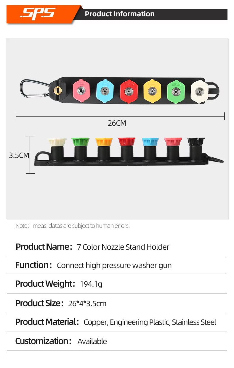 SPS 1/4" Quick Connect 7 Color Nozzle Stand Holder Long Range Nozzle Car Wash Tips Soap And Rinse Jet Stream factory