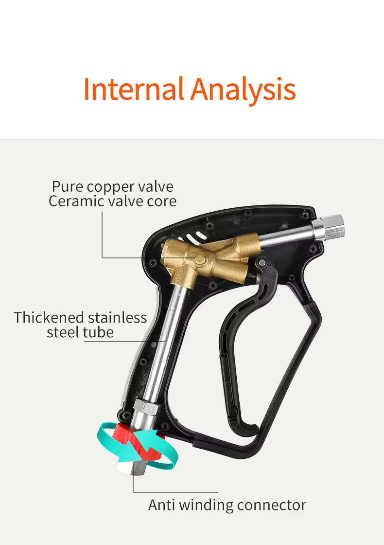 SPS 5000PSI 350BAR Solid Brass High Pressure Washer Gun Car Wash Water Gun Industrial Cleaning Machine Trigger Swivel Fitting manufacture
