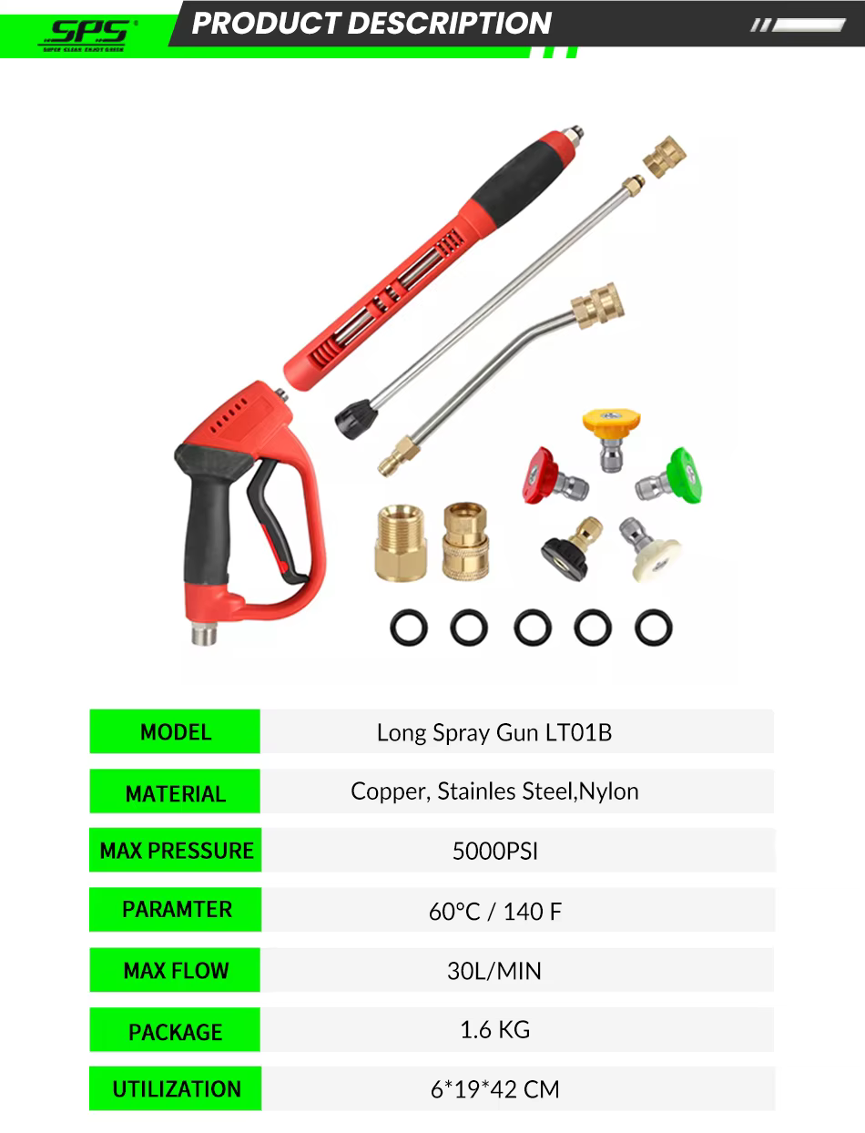 M22-14 mm 5000PSI High Pressure Washer Gun for Car Cleaning Metal Plastic Material Extension Car Wash Spray Gun factory