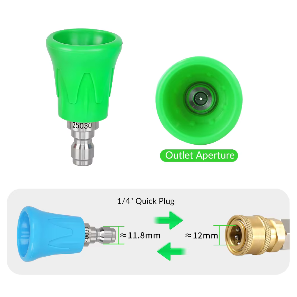 SS 1/4" 4pcs Pressure Washer Spray Nozzles Tips With Soft Rubber Protective Covers for Car Washer Water Gun Fan Nozzles factory