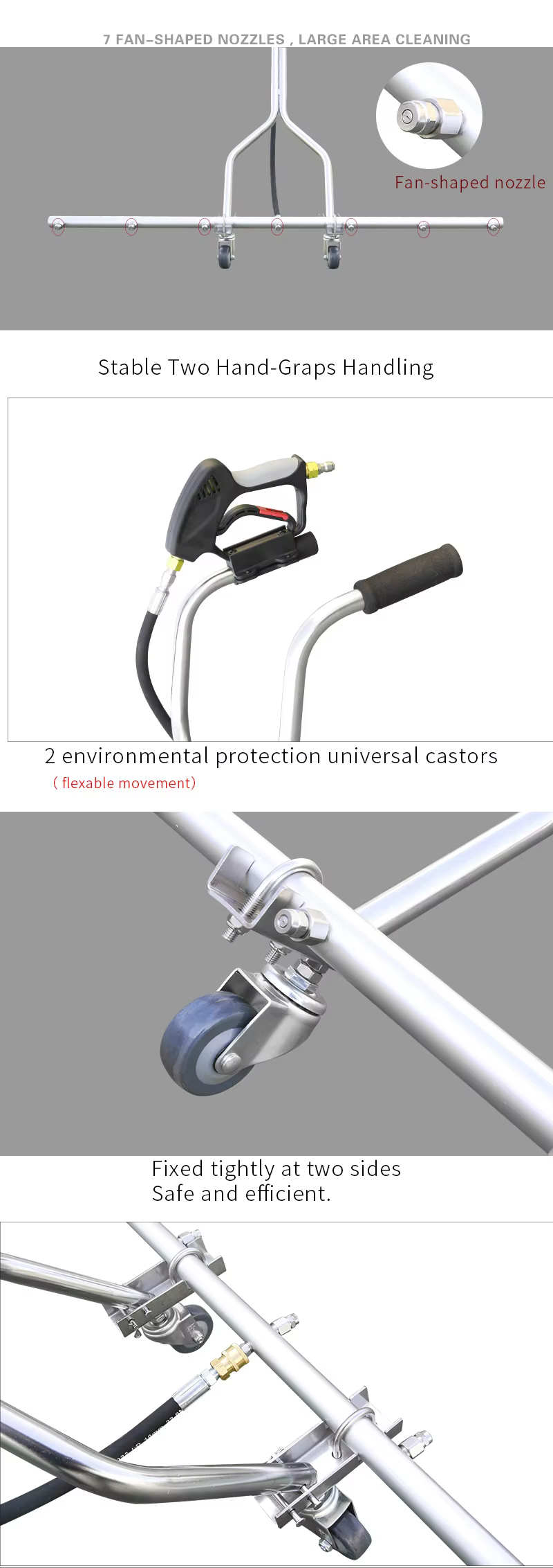 SPS 7 Nozzles Pressure Washer Water Broom Large Area Surface Cleaner with Handle manufacture