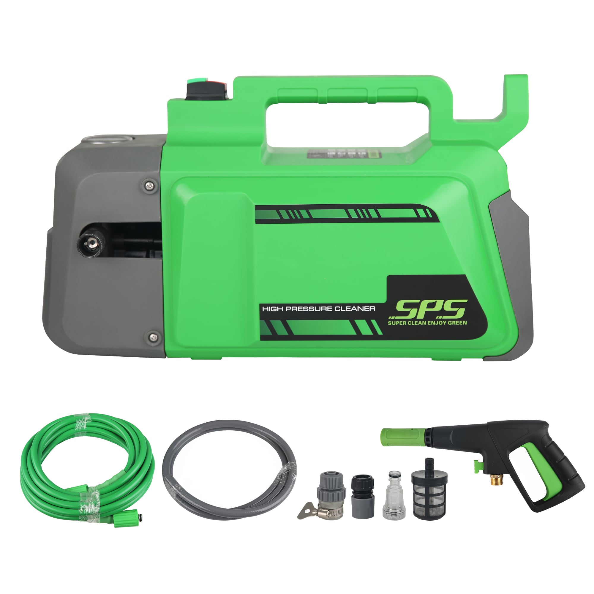 SPS Quality Portable Electric High Pressure Washer Pure Copper Induction Automatic  Motor 1800W Household Surface Cleaner 8L/Min 160Bar For Cleaning Cars Driveways Fences Pations Garden