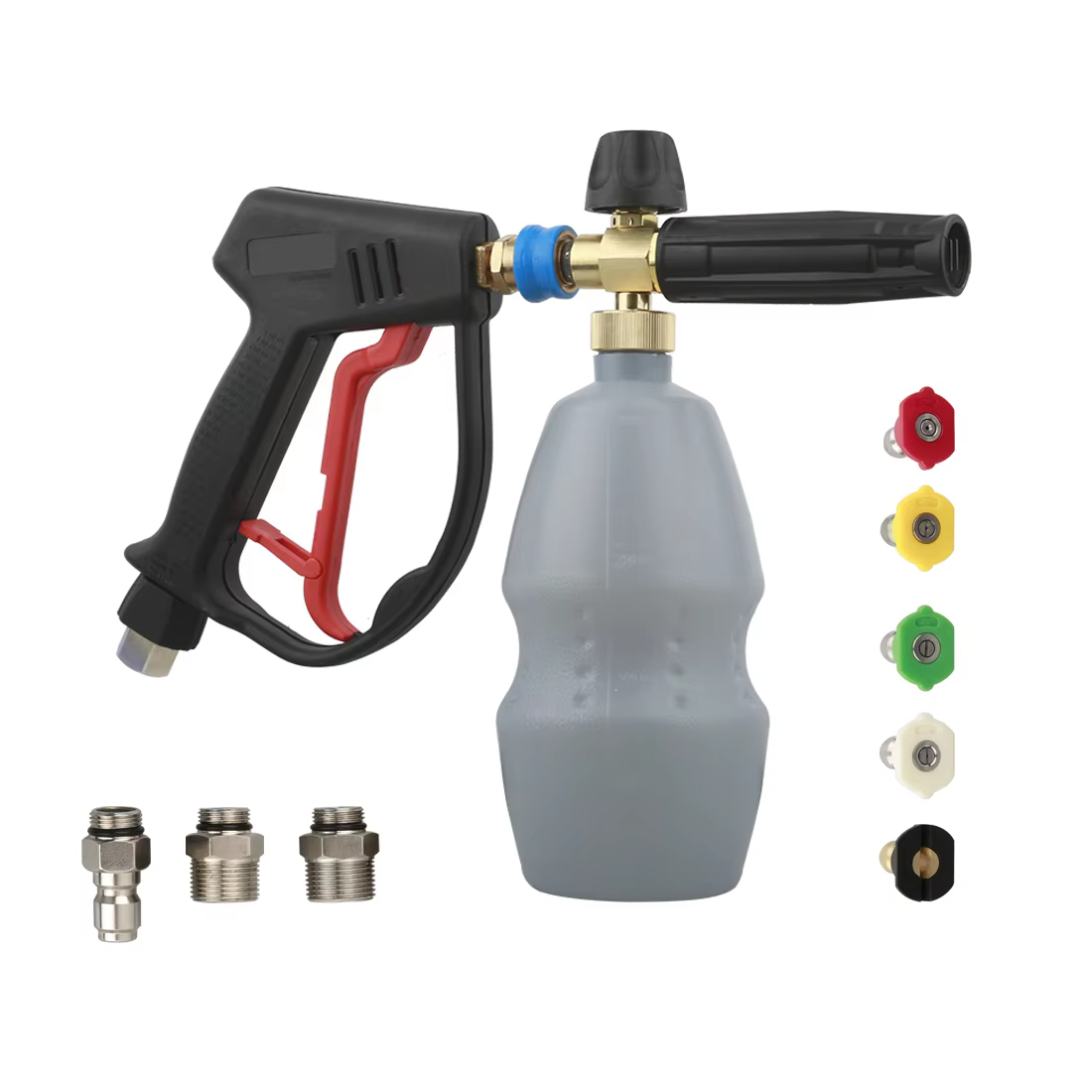 SPS 4000 PSI High Pressure Snow Foam Cannon Gun 5 Color Nozzles M22-15 Fitting Car Wash Kit details