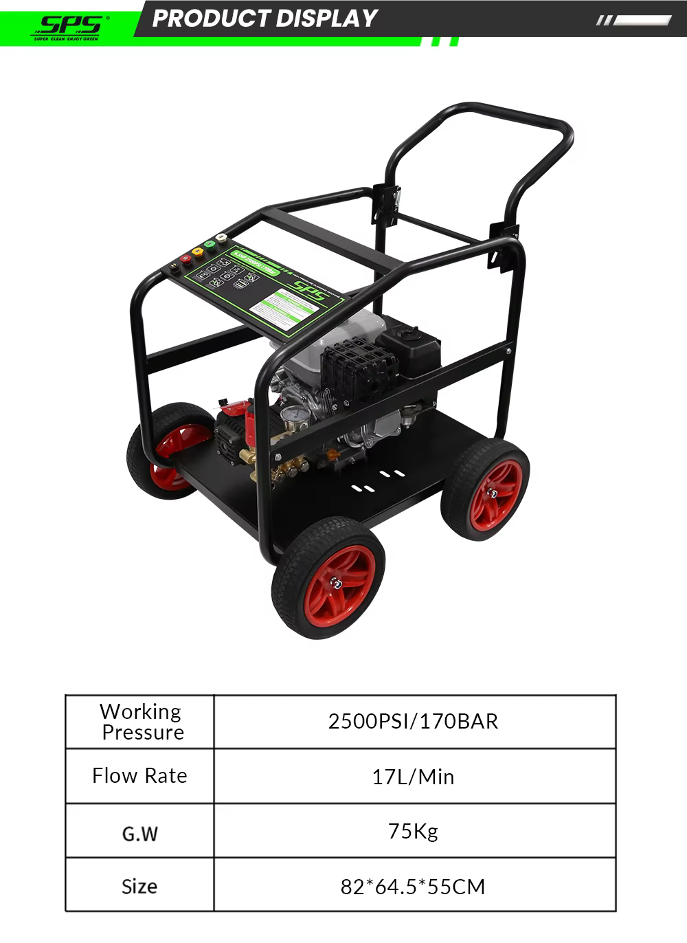 Portable Customized Heavy Duty 2500PSI 17LPM Four Wheel Gasoline High Pressure Cleaning Power Pressure Wash Jet Cleaner Machine manufacture
