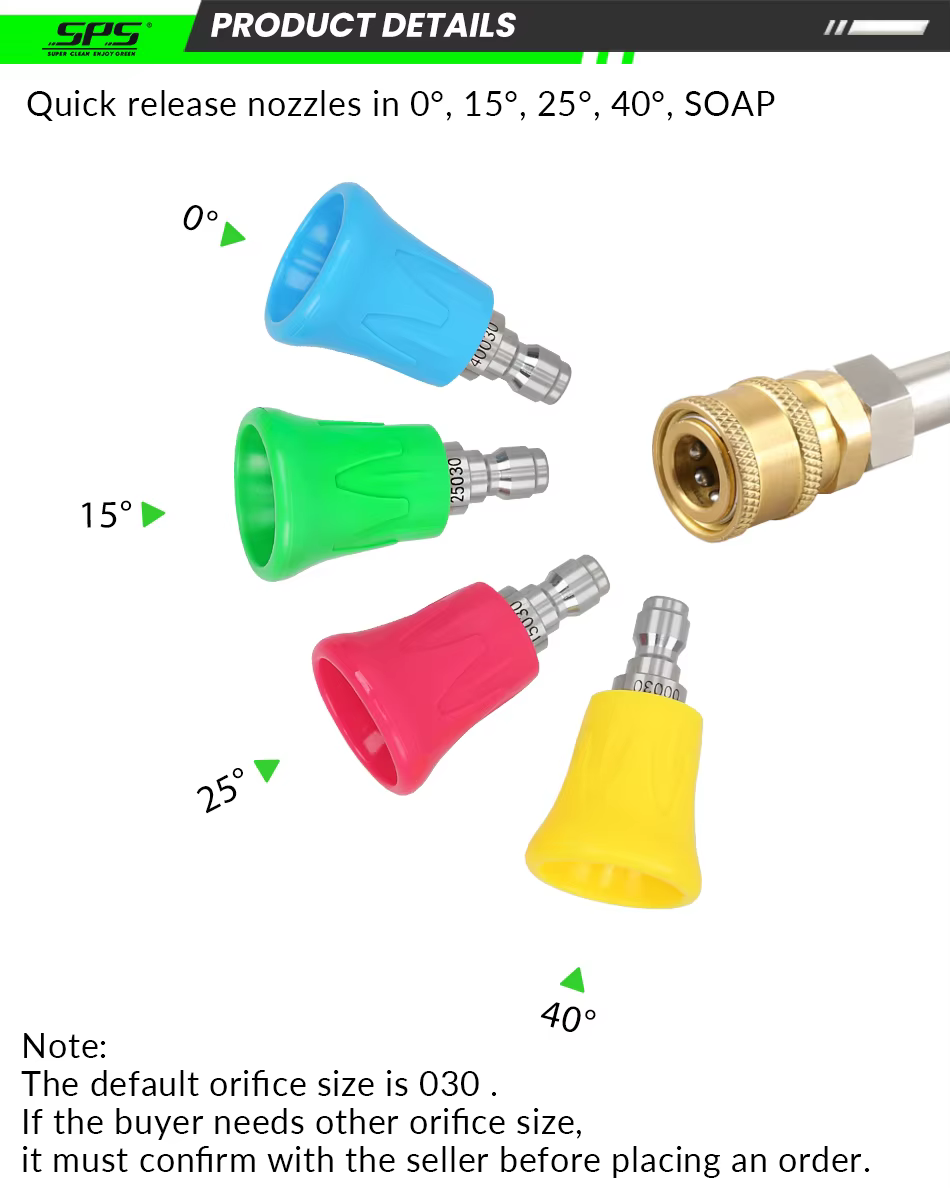 SS 1/4" 4pcs Pressure Washer Spray Nozzles Tips With Soft Rubber Protective Covers for Car Washer Water Gun Fan Nozzles supplier