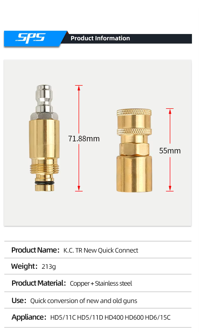 SPS M20-13 mm to M12 mm High Pressure Washer TR New Quick Connect Coupler Fitting Adapters details