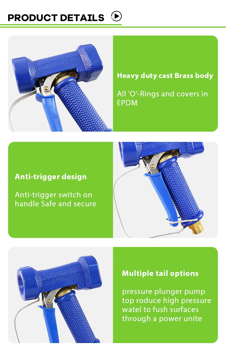 350PSl Pressure Gun 16GPM Flow Heavy Duty Garden Spraying Gun Brass Adjustable Nozzle G1/2"F Water Washing Spray Trigger Gun factory