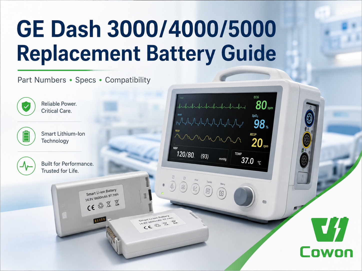 GE Dash 3000, 4000 and 5000 Replacement Battery Guide