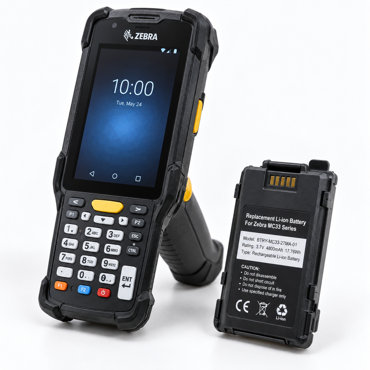 Zebra MC33 handheld scanner and replacement battery.png