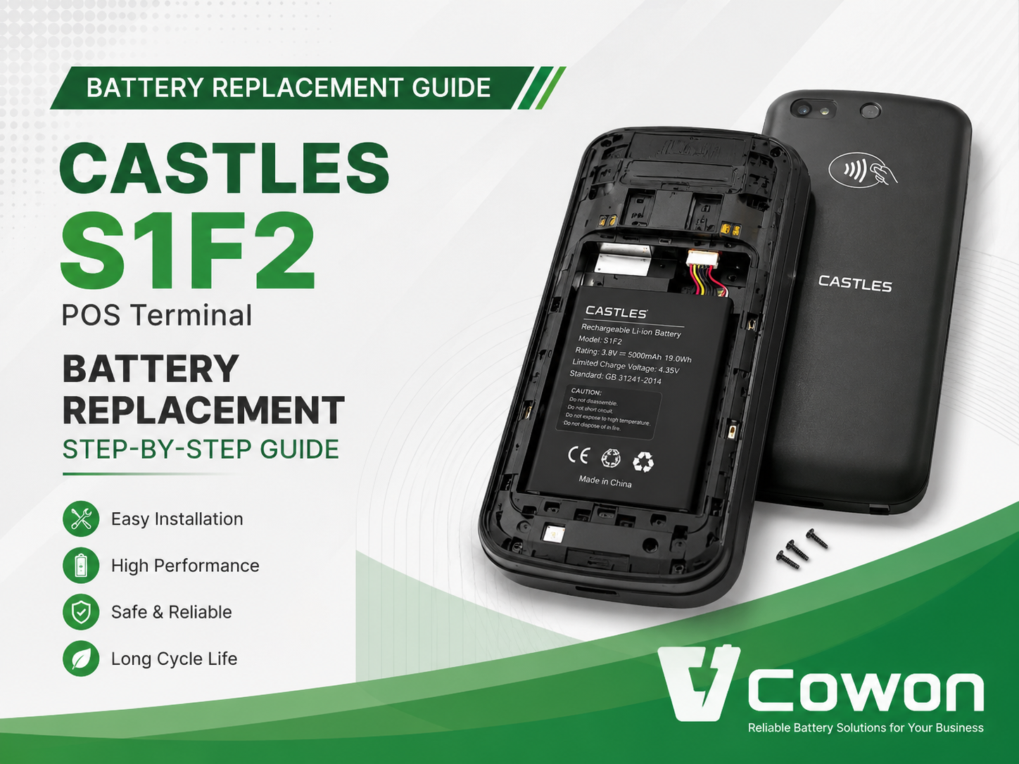Castles S1F2 Battery Replacement Guide | Compatible POS Terminal Battery Solution