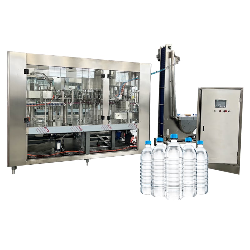 Máquina automática de llenado de agua – Unidad 3-en-1 de enjuague, llenado y tapado para botellas de PET