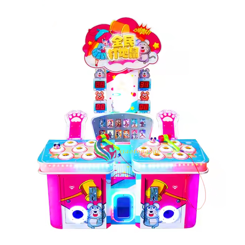 Double player interactive tapping game console, double hammer down, double the joy, strive to be the fastest 