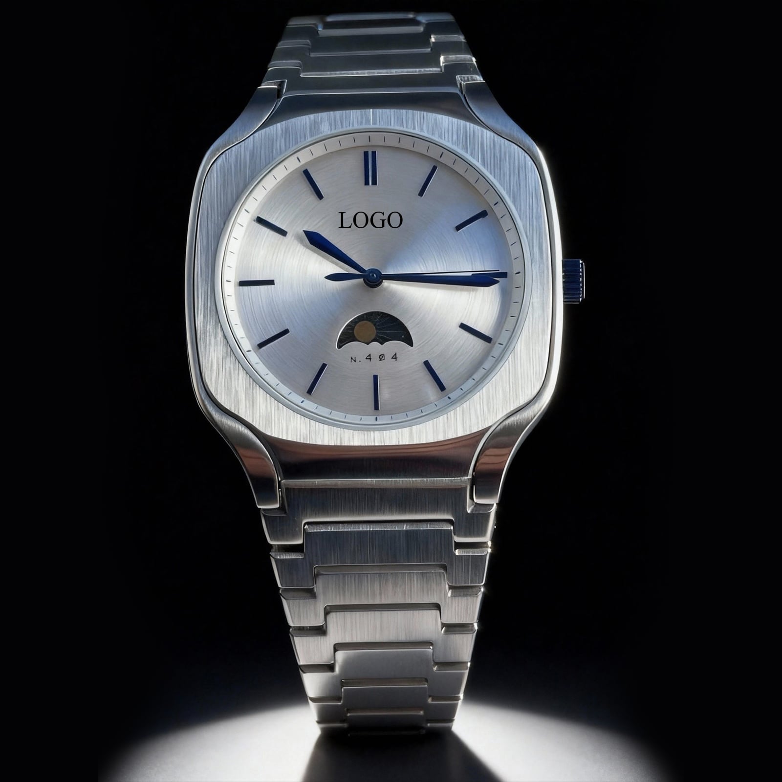 yx-w Modern Date Watch - Stainless Steel Champagne Dial Blue Hands