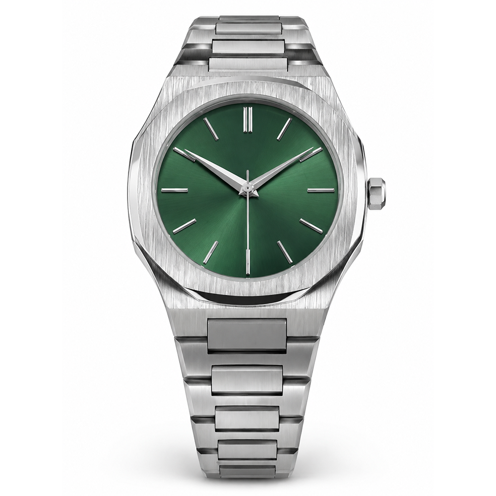 sz-g Custom-made Stainless Steel Quartz Ladies' Watch with Green Dial