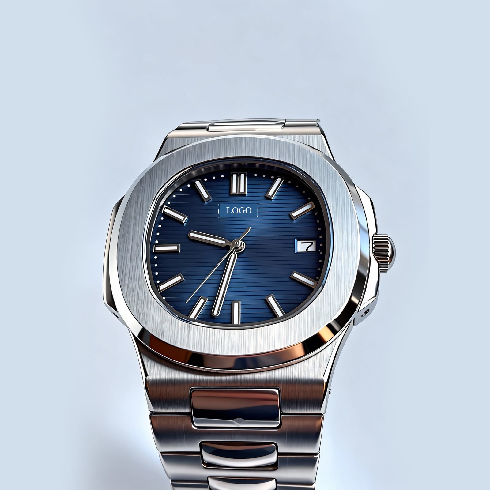 yw-b Elegant Blue Dial Watch - Stainless Steel Business Casual Watch
