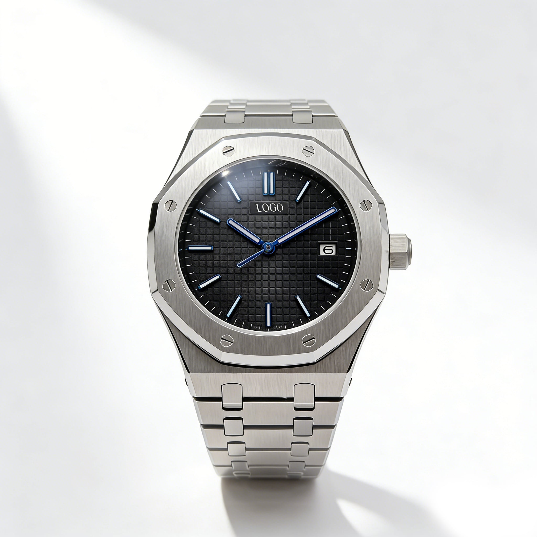 ab-b Factory Direct Octagonal Black Dial Men's Stainless Steel Quartz Watch Wholesale