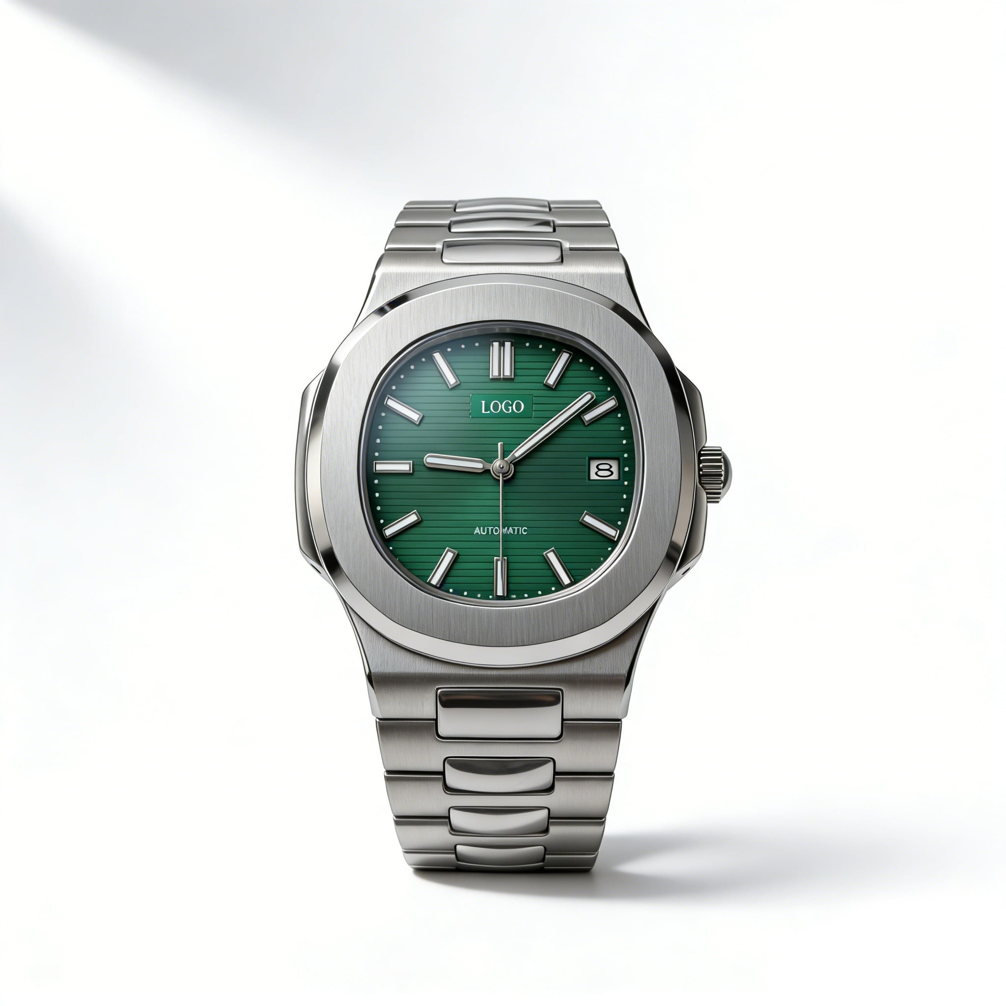 yw-g Sleek Green Dial Watch - Stainless Steel Sports Watch for Men